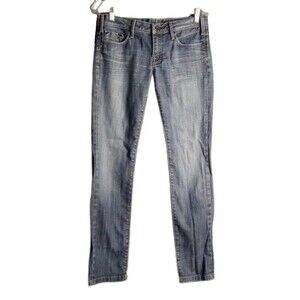 Vigoss Skinny Straight Leg Jeans Embellished Back Pockets Medium Wash Juniors 5